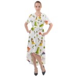 Baby Dino Seamless Pattern Front Wrap High Low Dress