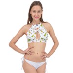 Baby Dino Seamless Pattern Cross Front Halter Bikini Top