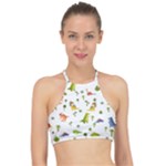 Baby Dino Seamless Pattern Halter Bikini Top
