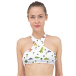 Baby Dino Seamless Pattern High Neck Bikini Top