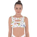 Baby Dino Seamless Pattern Bandaged Up Bikini Top