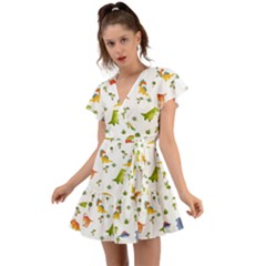 Flutter Sleeve Wrap Dress 