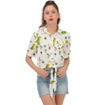 Baby Dino Seamless Pattern Tie Front Shirt 
