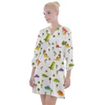 Baby Dino Seamless Pattern Open Neck Shift Dress