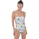 Baby Dino Seamless Pattern Tie Strap One Piece Swimsuit