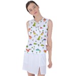 Baby Dino Seamless Pattern Women s Sleeveless Sports Top
