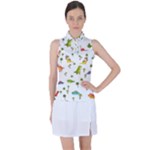 Baby Dino Seamless Pattern Women s Sleeveless Polo T-Shirt