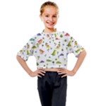 Baby Dino Seamless Pattern Kids Mock Neck T-Shirt
