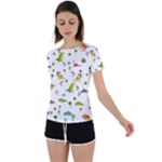 Baby Dino Seamless Pattern Back Circle Cutout Sports T-Shirt