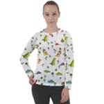 Baby Dino Seamless Pattern Women s Long Sleeve Raglan T-Shirt