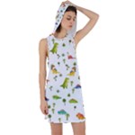 Baby Dino Seamless Pattern Racer Back Hoodie Dress