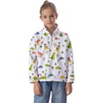Baby Dino Seamless Pattern Kids  Half Zip Hoodie