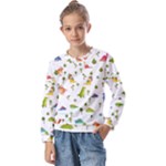 Baby Dino Seamless Pattern Kids  Long Sleeve T-Shirt with Frill 