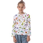 Baby Dino Seamless Pattern Kids  Frill Detail T-Shirt