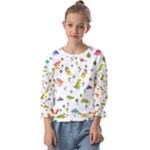 Baby Dino Seamless Pattern Kids  Cuff Sleeve Top