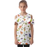 Baby Dino Seamless Pattern Fold Over Open Sleeve Top