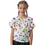 Baby Dino Seamless Pattern Kids  Cut Out Flutter Sleeves