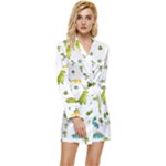 Baby Dino Seamless Pattern Long Sleeve Satin Robe