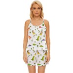 Baby Dino Seamless Pattern Satin Pajama Short Set