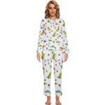 Baby Dino Seamless Pattern Womens  Long Sleeve Lightweight Pajamas Set