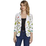 Baby Dino Seamless Pattern Women s One-Button 3/4 Sleeve Short Jacket