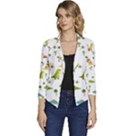 Baby Dino Seamless Pattern Women s Casual 3/4 Sleeve Spring Jacket