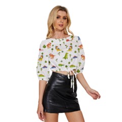 Mid Sleeve Drawstring Hem Top 