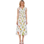 Baby Dino Seamless Pattern V-Neck Drawstring Shoulder Sleeveless Maxi Dress