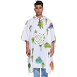 Baby Dino Seamless Pattern Men s Hooded Rain Ponchos
