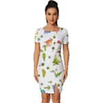 Baby Dino Seamless Pattern Fitted Knot Split End Bodycon Dress