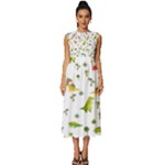 Baby Dino Seamless Pattern Sleeveless Round Neck Midi Dress