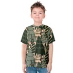 Christmas Vector Seamless Tree Pattern Kids  Cotton T-Shirt