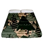 Christmas Vector Seamless Tree Pattern Fitted Sheet (Queen Size)