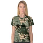 Christmas Vector Seamless Tree Pattern V-Neck Sport Mesh T-Shirt