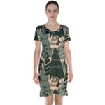 Christmas Vector Seamless Tree Pattern Short Sleeve Nightdress