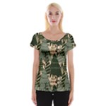 Christmas Vector Seamless Tree Pattern Cap Sleeve Top