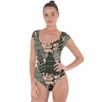 Christmas Vector Seamless Tree Pattern Short Sleeve Leotard 