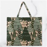 Christmas Vector Seamless Tree Pattern Zipper Large Tote Bag