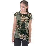 Christmas Vector Seamless Tree Pattern Cap Sleeve High Low Top