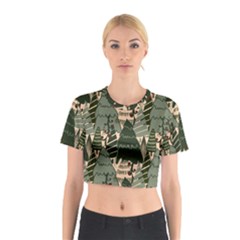 Christmas Vector Seamless Tree Pattern Cotton Crop Top from ArtsNow.com