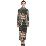 Christmas Vector Seamless Tree Pattern Turtleneck Maxi Dress