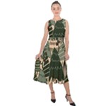 Christmas Vector Seamless Tree Pattern Midi Tie-Back Chiffon Dress