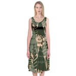 Christmas Vector Seamless Tree Pattern Midi Sleeveless Dress