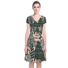 Short Sleeve Front Wrap Dress 