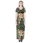 Christmas Vector Seamless Tree Pattern Short Sleeve Maxi Dress