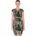 Christmas Vector Seamless Tree Pattern Capsleeve Drawstring Dress 