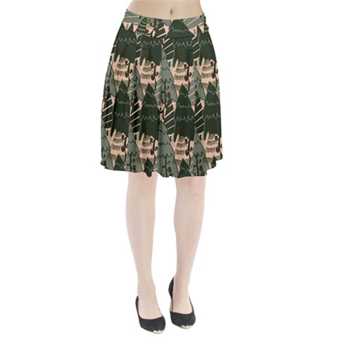 Christmas Vector Seamless Tree Pattern Pleated Skirt from ArtsNow.com