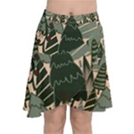 Christmas Vector Seamless Tree Pattern Chiffon Wrap Front Skirt