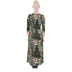 Quarter Sleeve Wrap Maxi Dress 