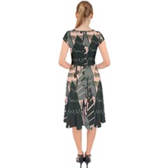 Cap Sleeve Front Wrap Midi Dress 